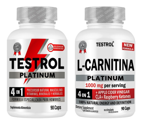 Testrol Platinum 4 En 1 + L-carnitina Platinum- Combo 2 /90