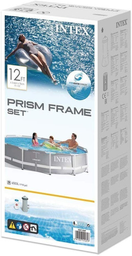 Imagen 4 de 4 de Piscina estructural redonda Intex 26712 con capacidad de 6503 litros de 44cm de largo x 31cm de ancho de 366cm de diámetro gris claro diseño mosaico