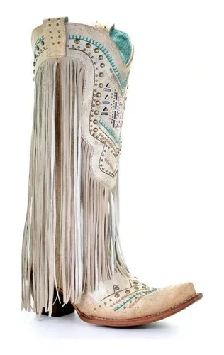 comprar Botas De Vaquera Con Punta Puntiaguda Y Tacón Grueso Y Borla