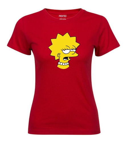 Polera Mujer Algodón Estampada Lisa Simpson