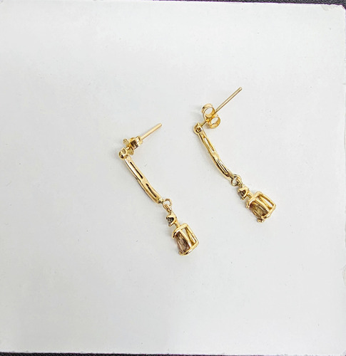 Aretes De Oro Amarillo 14k Esmeraldas Con Diamantes (Usado)