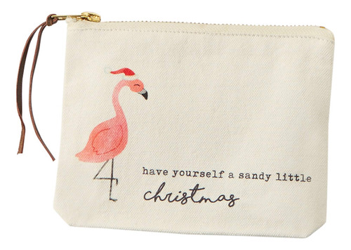 Estuche Navideño De Lona Flamingo, 4.5  X 6.25 , Blanc...