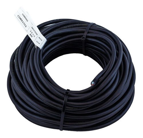 Cable Tipo Taller Bipolar 2 X 1.5 Mm Pvc Negro X25m