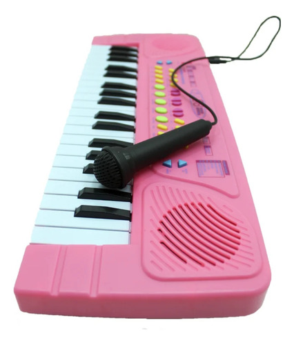 Mini Teclado Eletrônico Com Microfone 37 Teclas Rosa 110v/220v