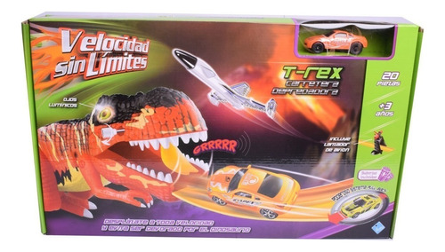 Pista De Autos Dinosaurio Tipo Hot Wheel Velocidad 6224 Full Color Amarilla