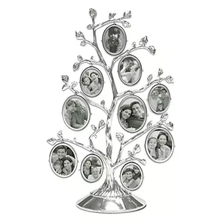 Silver Family Tree Picture Frame Stand With 10 Hanging ...