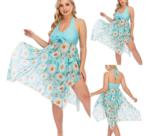 Traje De Baño Con Abertura Y Estampado De Margaritas Para Mu