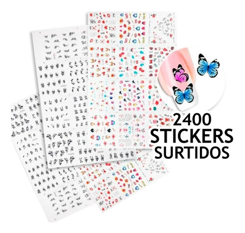 Stickers Para Uñas X12 Planchas Surtidas Nail Art 