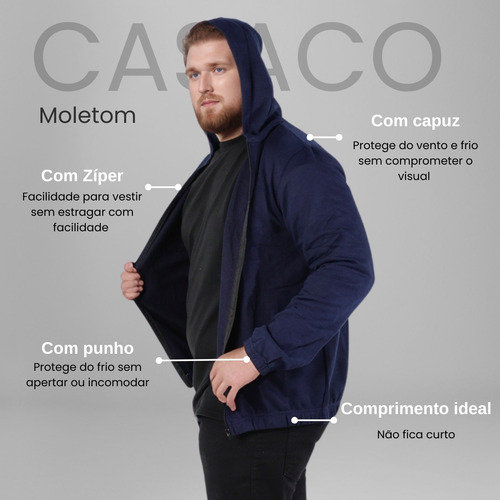 Jaqueta Casaco De Frio Masculino Com Capuz Plus Size G1 A G3