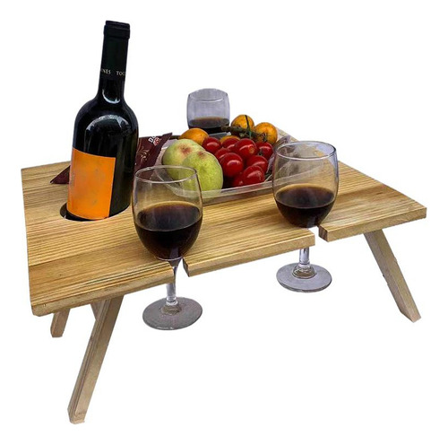 Mesa De Picnic Plegable Al Aire Libre De Madera, Soporte