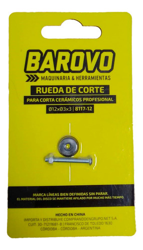 Rueda De Corte Tungsteno Para Corta Cerámico Ancha (12 Mm)