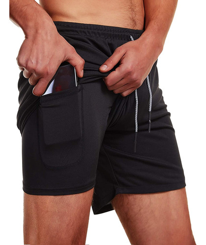 Pantalón Corto Deportivo Para Correr 2 En 1 Para Hombre