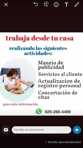 Imagen 1 de 2 de Se Necesita Personas Para Trabajar Desde Casa