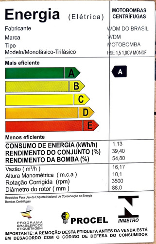 Bomba Centrífuga 1,0cv Alta Vazão Alta Temperatura Até 104º Cor Verde Fase Elétrica Monofásica Frequência 60 Hz