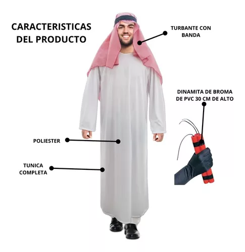 Disfraz Arabe Jeque Terrorista Con Dinamita Adulto Hombre