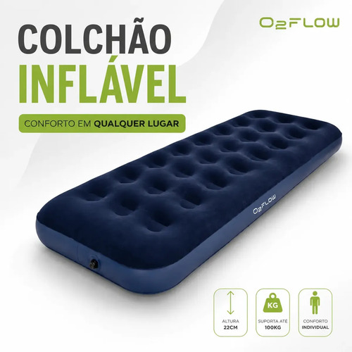 Colchão Inflável Solteiro Multiuso Aveludado