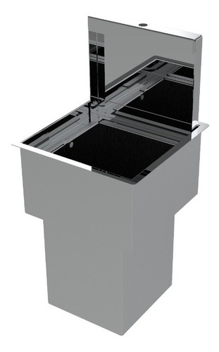 Lixeira Quadrada Inox Embutir 5 L Para Bancada - Tampa Click