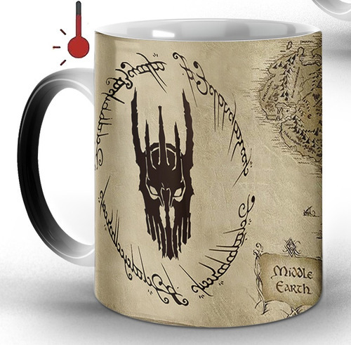 Caneca Mágica Senhor Dos Anéis Mapa Terra