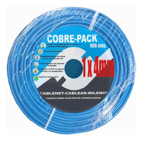 Cable Unipolar Normalizado Cobre 1x4mm Por Rollo De 100mts