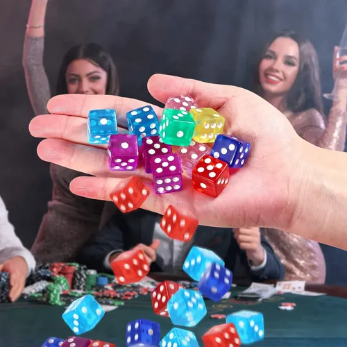 Set De 40 Dados Translúcidos De 16 Mm – 8 Colores Vibrantes, Ideales Para Juegos De Mesa, Fiestas, Casino Y Aprendizaje Matemático