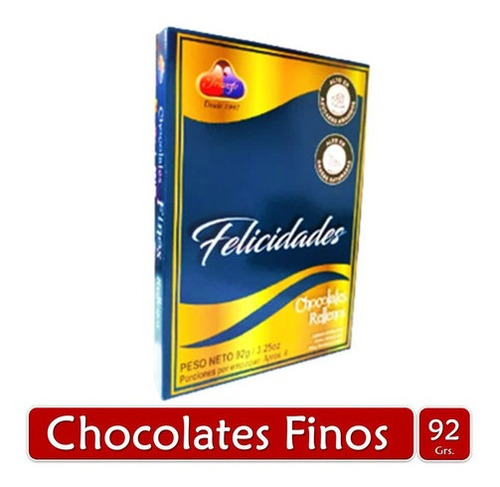 Estuche Regalo Chocolates Elegante Con Relleno Frutal X92g