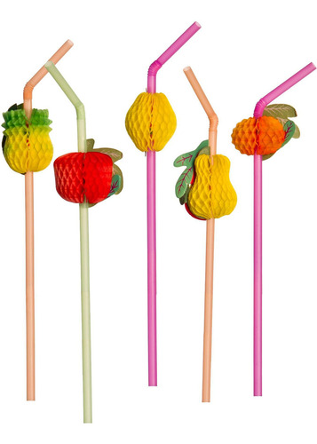 500 Canudo Decorativo Frutas Colorido