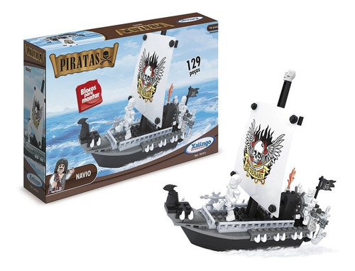 Brinquedo De Montar Navio Pirata 129 Peças