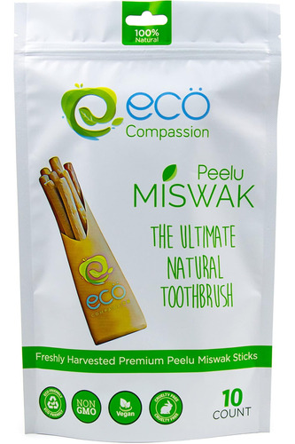 10 Peelu Miswak Sticks Para Dientes De Eco Compassion, Cepil