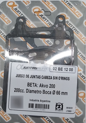 Junta Cabeza Cilindro Beta Akvo 200cc