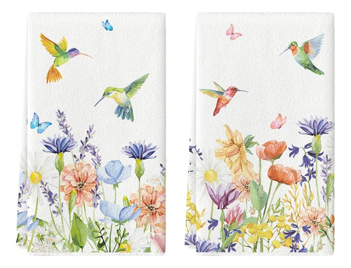 Artoide Mode Anemone Flower Hummingbird Kitchen Towels Paños