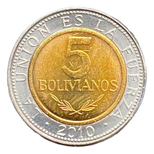 Bolivia Plurinacional 5 Bolivianos 2010 - Bimetalica Km #219