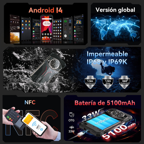 Unihertz Celular Cubot Kingkong Ax Dual Sim 256gb 12gb Ram Android 14