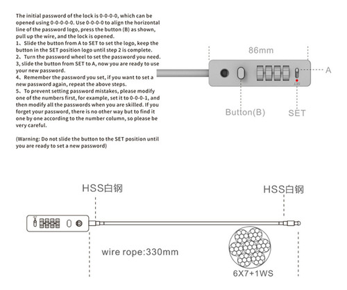 Nuevo Bloqueo De Cable De Acero, Combinación De Cuerda De