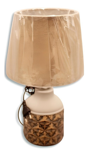 Lámpara De Cerámica Diseño De Relieve Patinado Portátil Mesa
