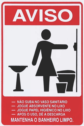 Placa Sinalização Aviso Regras Sanitário Banheiro Feminino