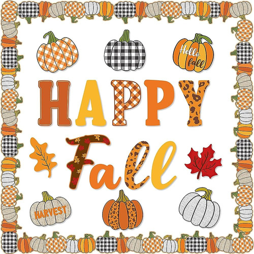 ~? Beyumi 93pcs Happy Fall Pumpkin Cutouts Bulletin Board Se