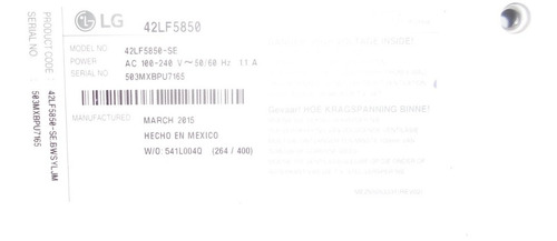 Imagen 3 de 3 de Tv LG Led Smart 42 Full Hd 42lf5850 Wifi Pantalla Dañada