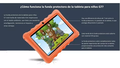 Tablet Para Niños De 7 Pulgadas Tableta Doble Camara Funda Antigolpes 1 GB  RAM