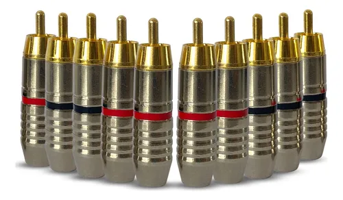 comprar Kit Com 10 Conectores u002F Plugs Rca 6mm (ponta Banhada A Ouro)