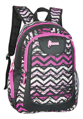Mochila Iguana Full Estampada 17 Pulgadas, Ig72 Importado!!! Negro Geométrico A