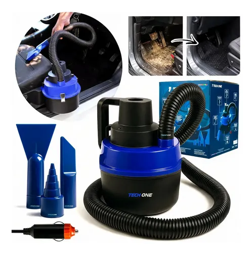 Aspirador De Carro Portátil Pó E Liquido 12v Automotivo Preto/azul 12v