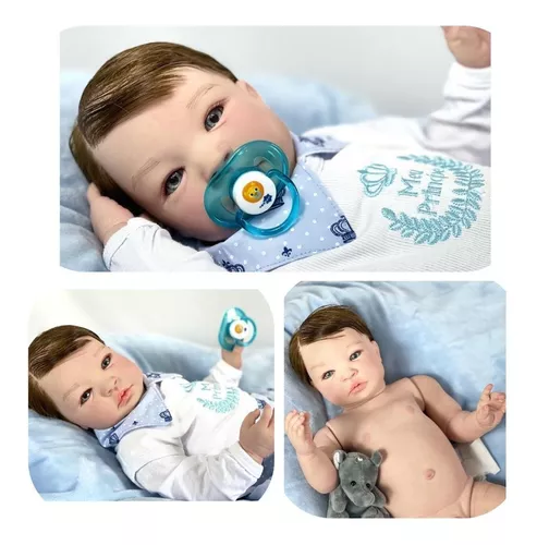 BEBÊ REBORN MENINO 48 CM REALISTA 3 D