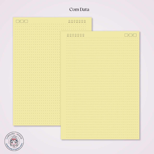 Miolo Caderno Universitário Básico 1 - 100 Folhas Amarelo Pontilhado