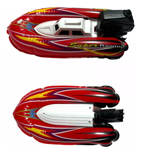 Lancha Barco Gomon Motor A Pila Inflable Racing Boat Blister