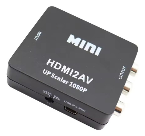 Adaptador Convertidor 1080p Entrada Hdmi A Salida Rca (av) Negro