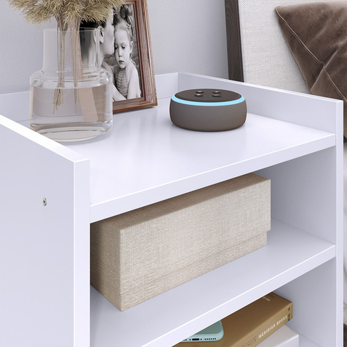 Mesa De Cabeceira Criado Quarto Bide Cama Com Pés Retrô Nova Decor Premium Brilhante Branco