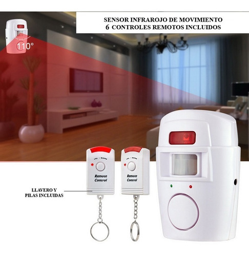 Imagen 4 de 10 de Kit Alarma Inalámbrica 3 Sensor Movimiento Sirena Control