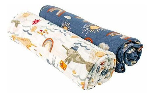 Bebe Au Lait Mantas Clásicas De Muselina Swaddle - Narwhal A