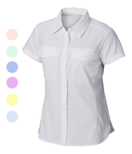 Camisa Dama Columbia Manga Corta Tela Oxford