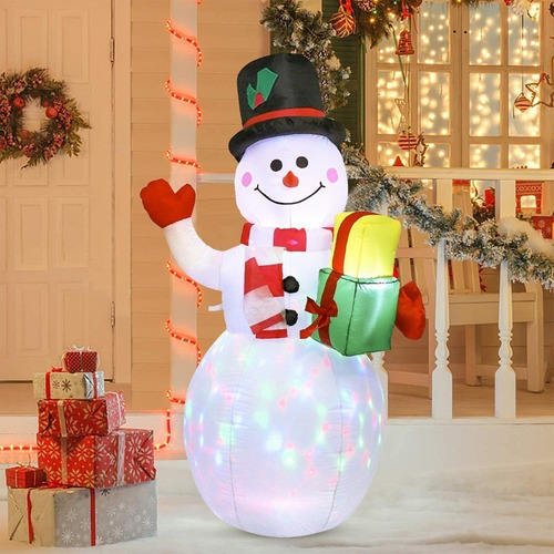 Muñeco De Snowman Inflable Navideño Con Iluminación Led